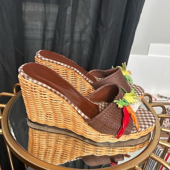 Zalo Shoes - Zalo pepper and carrot Wicker Wedge Sandals ~ picnic fun